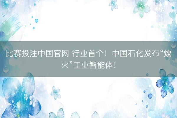 比赛投注中国官网 行业首个！中国石化发布“炊火”工业智能体！