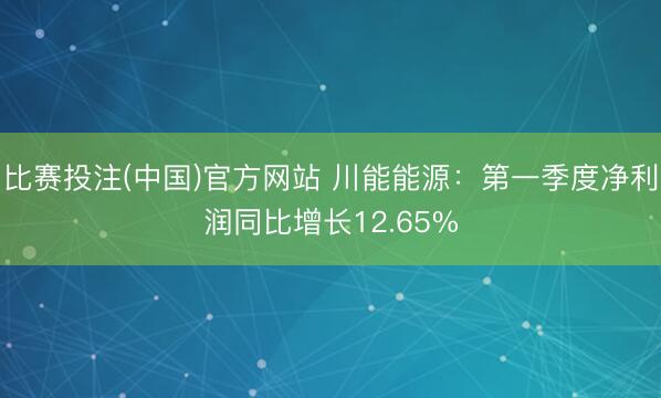 比赛投注(中国)官方网站 川能能源：第一季度净利润同比增长12.65%